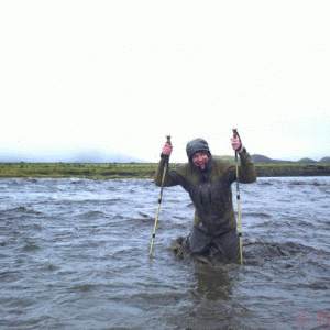 Trek river crossing Markarfljót Iceland