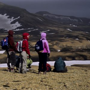 People watching Laugavegur trail